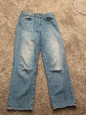 Veronica Beard Blake Classic High-Rise Straight Leg Jeans - Light Blue